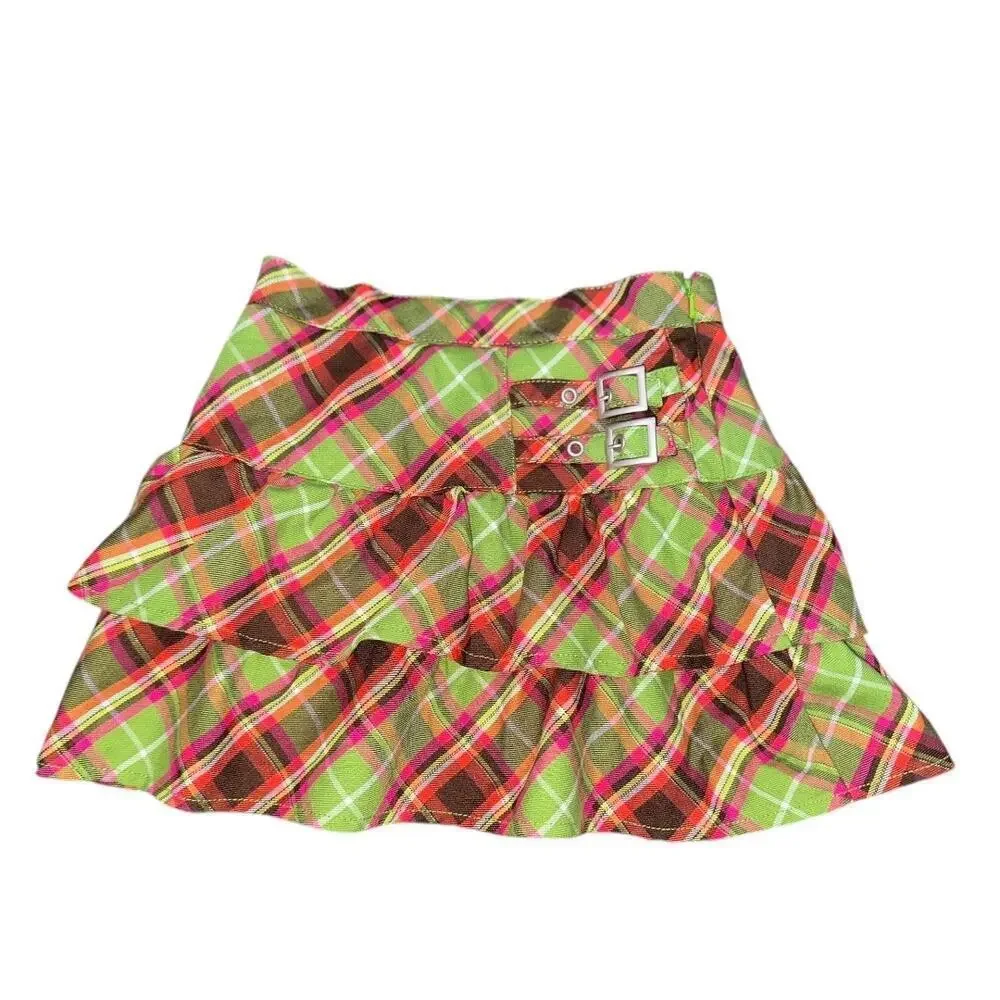 The Childrens Place size small/6X/7 colorful green plaid mini boden ruff…​​